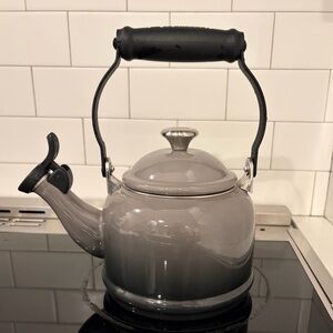 Le Creuset Gray Tea Kettle with Black Handle